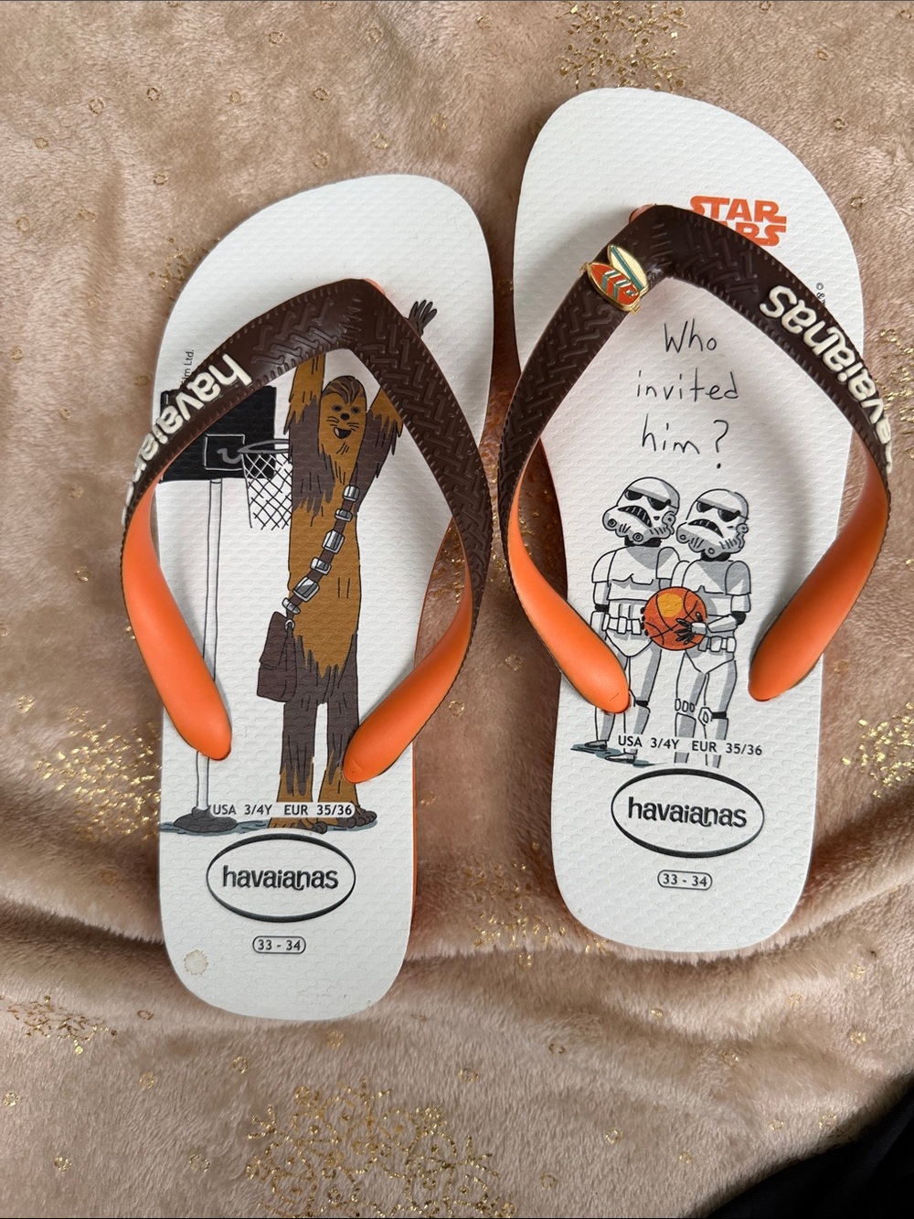 Havaianas Kids Star Wars Orange & Brown Chewbacca Stormtrooper Flip Flops